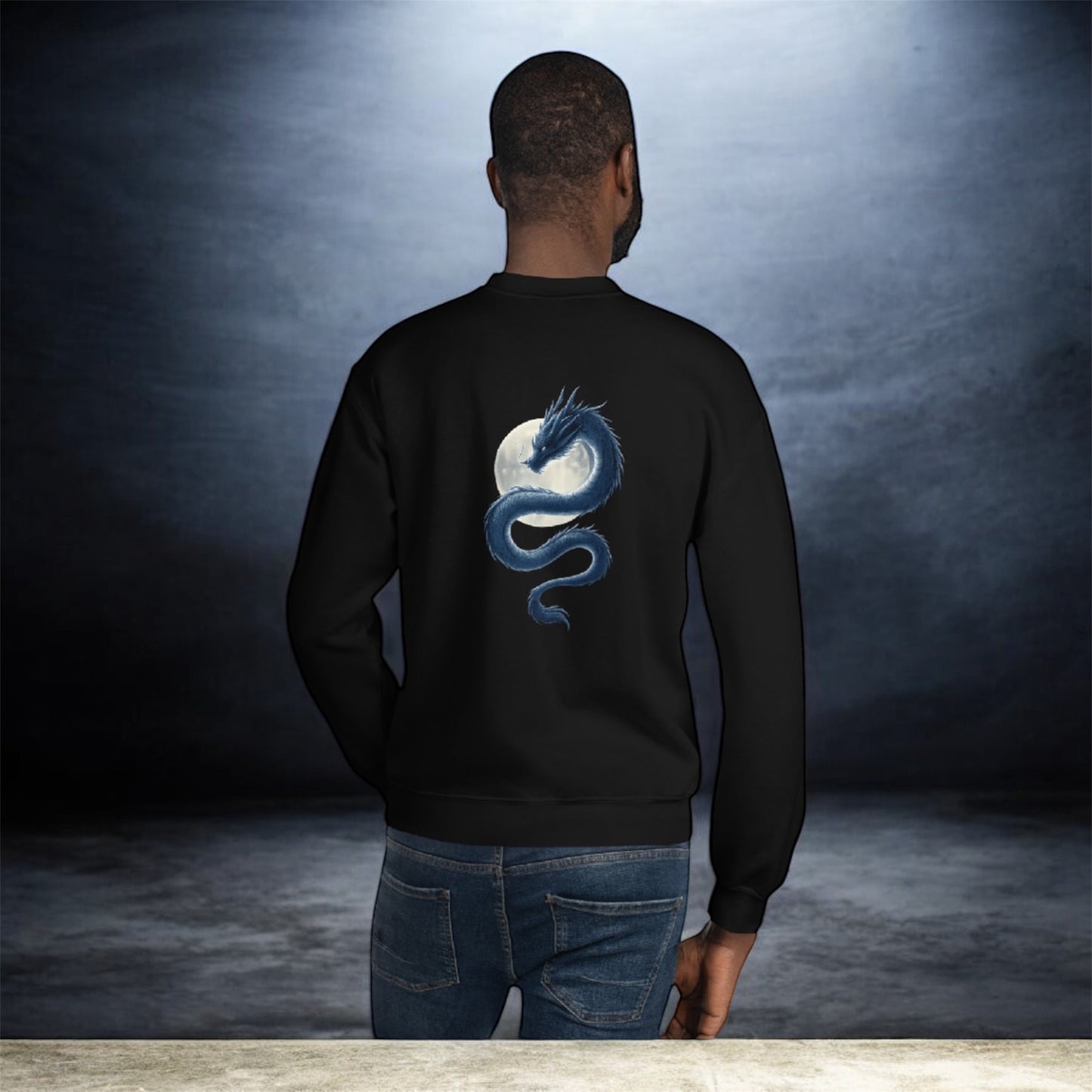 Shinora Moon Dragon Crewneck Sweatshirt (Unisex) ｜Shinora 月護の蒼龍 クルーネック スウェット（ユニセックス）