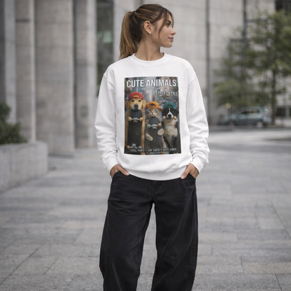 CUTE ANIMALS – Street Style Issue Crewneck Sweatshirt (Unisex)｜ストリートスタイル
