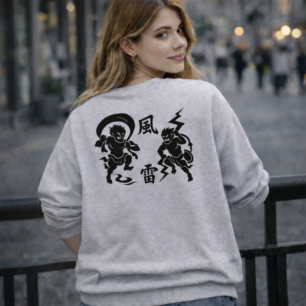 Shinora Wind & Thunder Crewneck Sweatshirt (Unisex)｜風雷の静