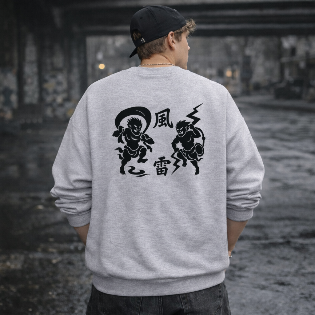 Shinora Wind & Thunder Crewneck Sweatshirt (Unisex)｜風雷の静