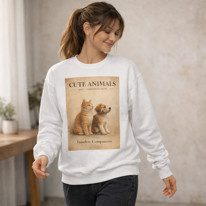 Cute Animals – Timeless Companions Crewneck Sweatshirt (Unisex)｜静かな相棒たち