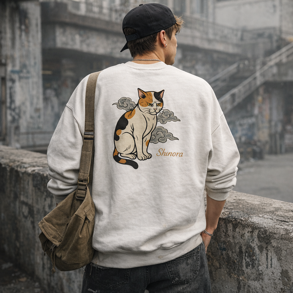 Shinora Guardian Cat “Haku” Crewneck Sweatshirt (Unisex)