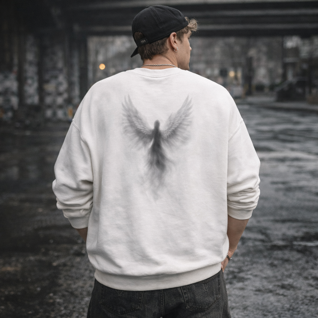 Shinora Veil Wing Crewneck Sweatshirt (Unisex) ｜— 鳥か、天使か