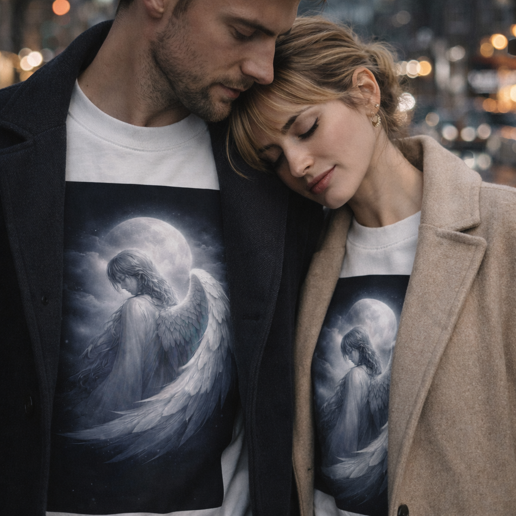 Moonlit Angel – Guardian Crewneck Sweatshirt (Unisex) 月光の天使｜守護のクルーネックスウェット（ユニセックス）