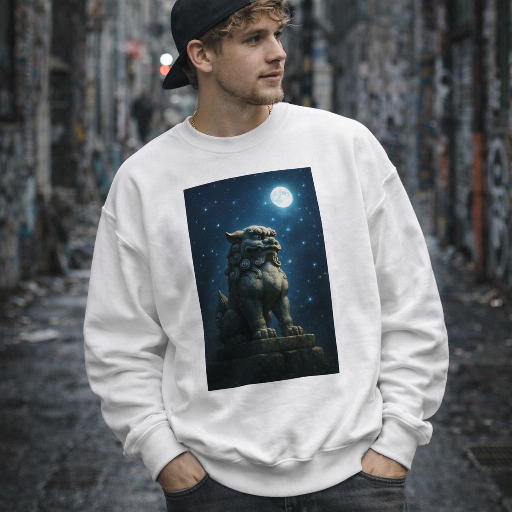Shinora Moon Guardian Komainu Crewneck Sweatshirt (Unisex) ｜月守の狛犬 クルーネック スウェット（ユニセックス）