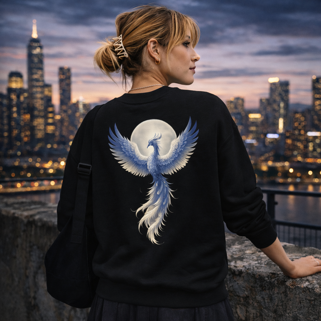 Shinora Moon Phoenix Sweat shirt(Unisex)｜月と鳳凰 ― 静かな強さ
