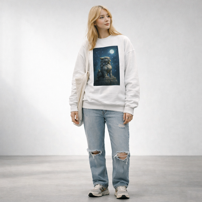 Shinora Moon Guardian Komainu Crewneck Sweatshirt (Unisex) ｜月守の狛犬 クルーネック スウェット（ユニセックス）