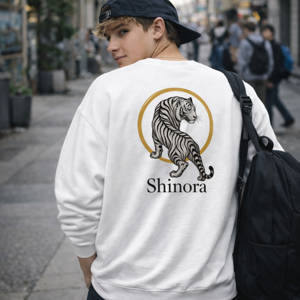 Shinora White Tiger – Winter Edition 白虎の守護｜クルーネックトレーナー