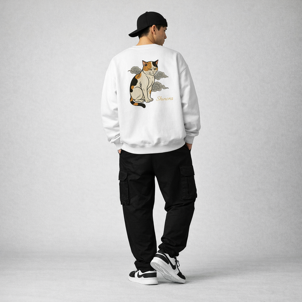 Shinora Guardian Cat “Haku” Crewneck Sweatshirt (Unisex)