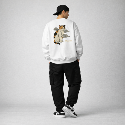 Shinora Guardian Cat “Haku” Crewneck Sweatshirt (Unisex)
