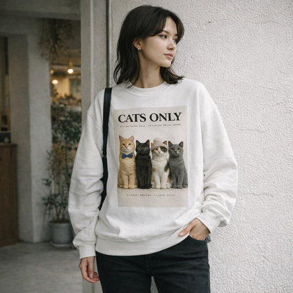 CATS ONLY – Classic Cats Crewneck Sweatshirt (Unisex) ｜猫好きのためのクラシックスウェット