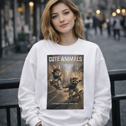 Cute Animals – Street Issue Sweatshirt (Unisex) ｜ストリート雑誌表紙風 クルーネックスウェット