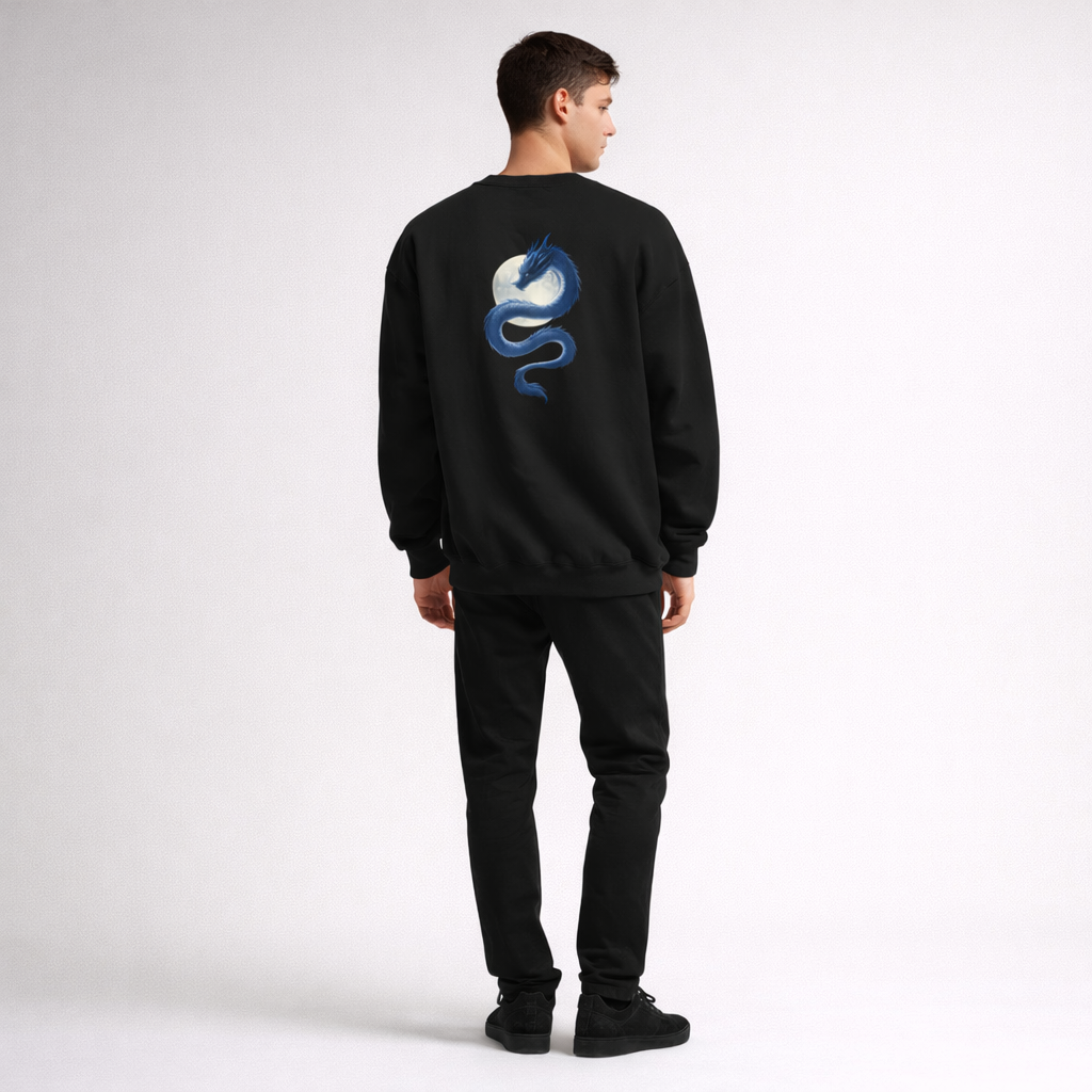 Shinora Moon Dragon Crewneck Sweatshirt (Unisex) ｜Shinora 月護の蒼龍 クルーネック スウェット（ユニセックス）
