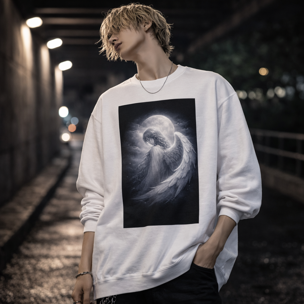 Moonlit Angel – Guardian Crewneck Sweatshirt (Unisex) 月光の天使｜守護のクルーネックスウェット（ユニセックス）