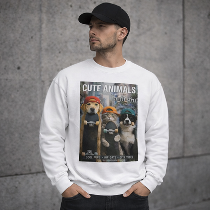 CUTE ANIMALS – Street Style Issue Crewneck Sweatshirt (Unisex)｜ストリートスタイル