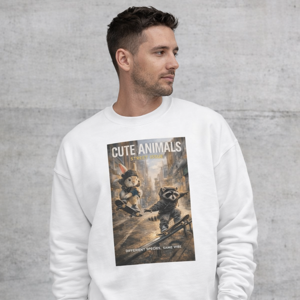 Cute Animals – Street Issue Sweatshirt (Unisex) ｜ストリート雑誌表紙風 クルーネックスウェット